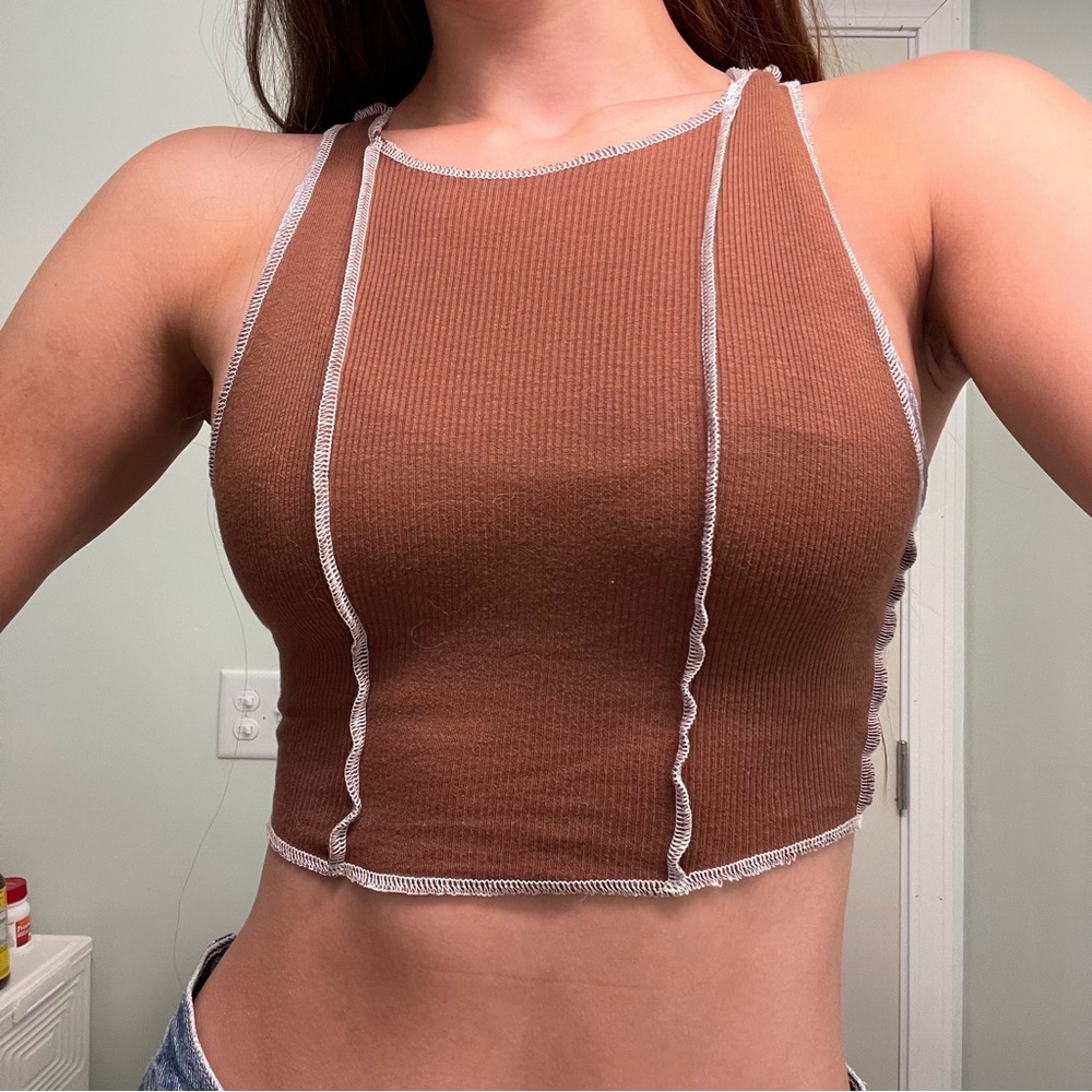 Tilly's Brown Tank Top with White Trim